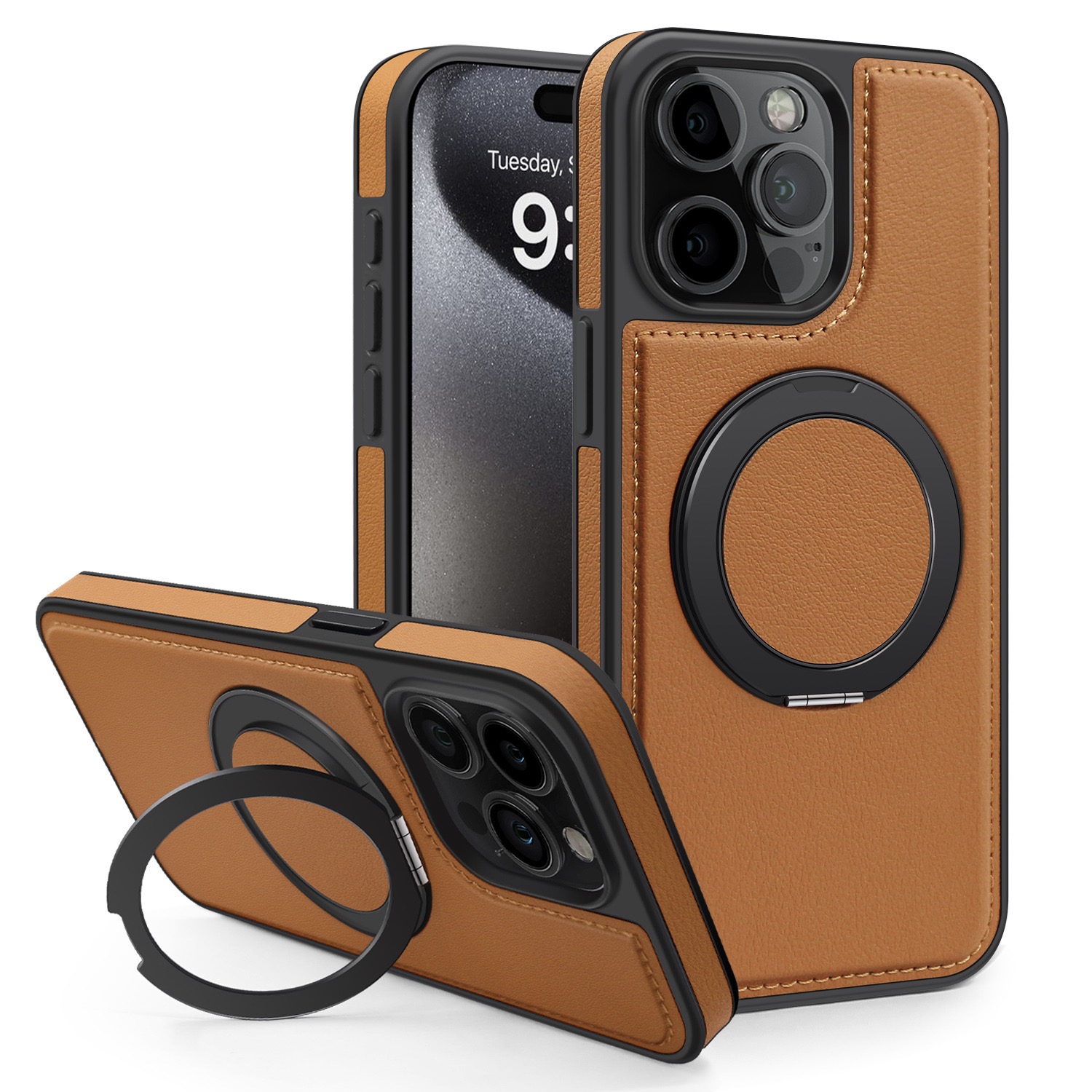 360 Degree Rotating Magnetic Stand Leather Phone Case