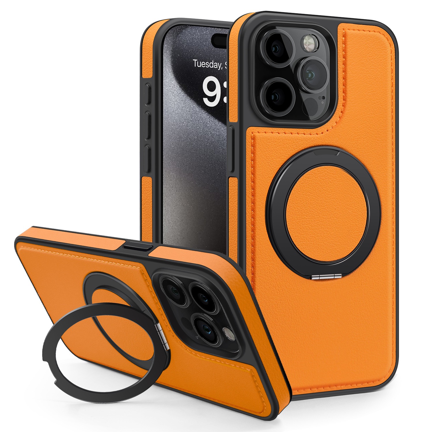 360 Degree Rotating Magnetic Stand Leather Phone Case