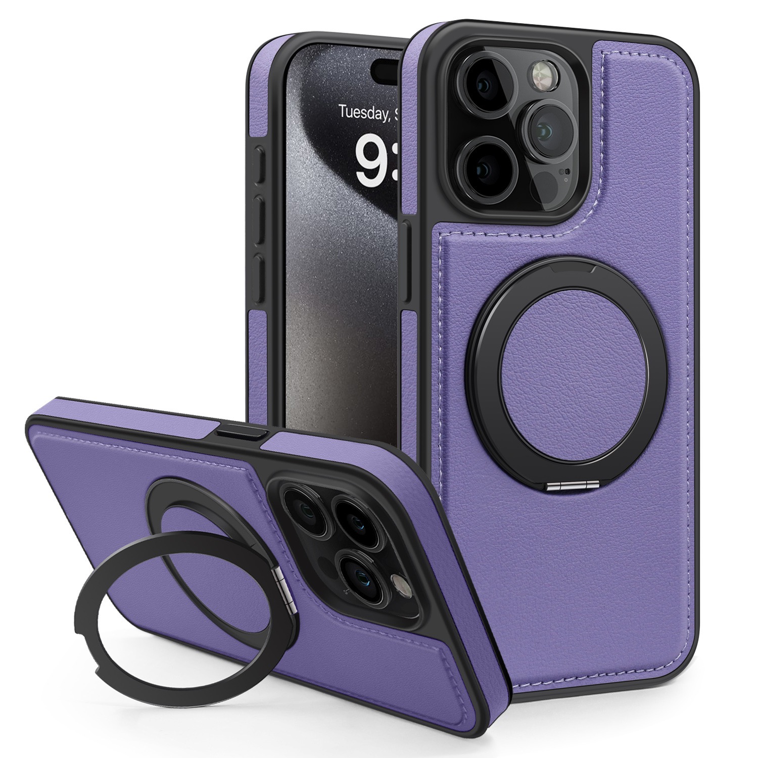 360 Degree Rotating Magnetic Stand Leather Phone Case