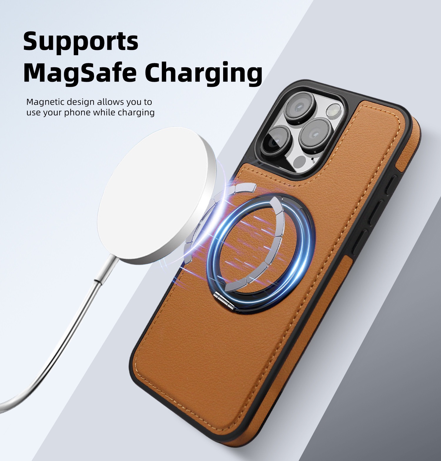 360 Degree Rotating Magnetic Stand Leather Phone Case