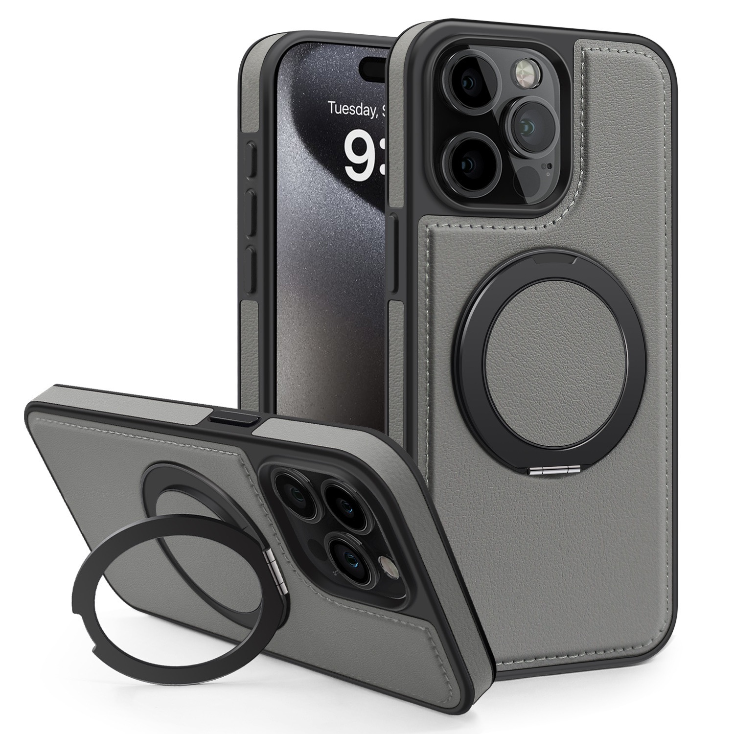 360 Degree Rotating Magnetic Stand Leather Phone Case