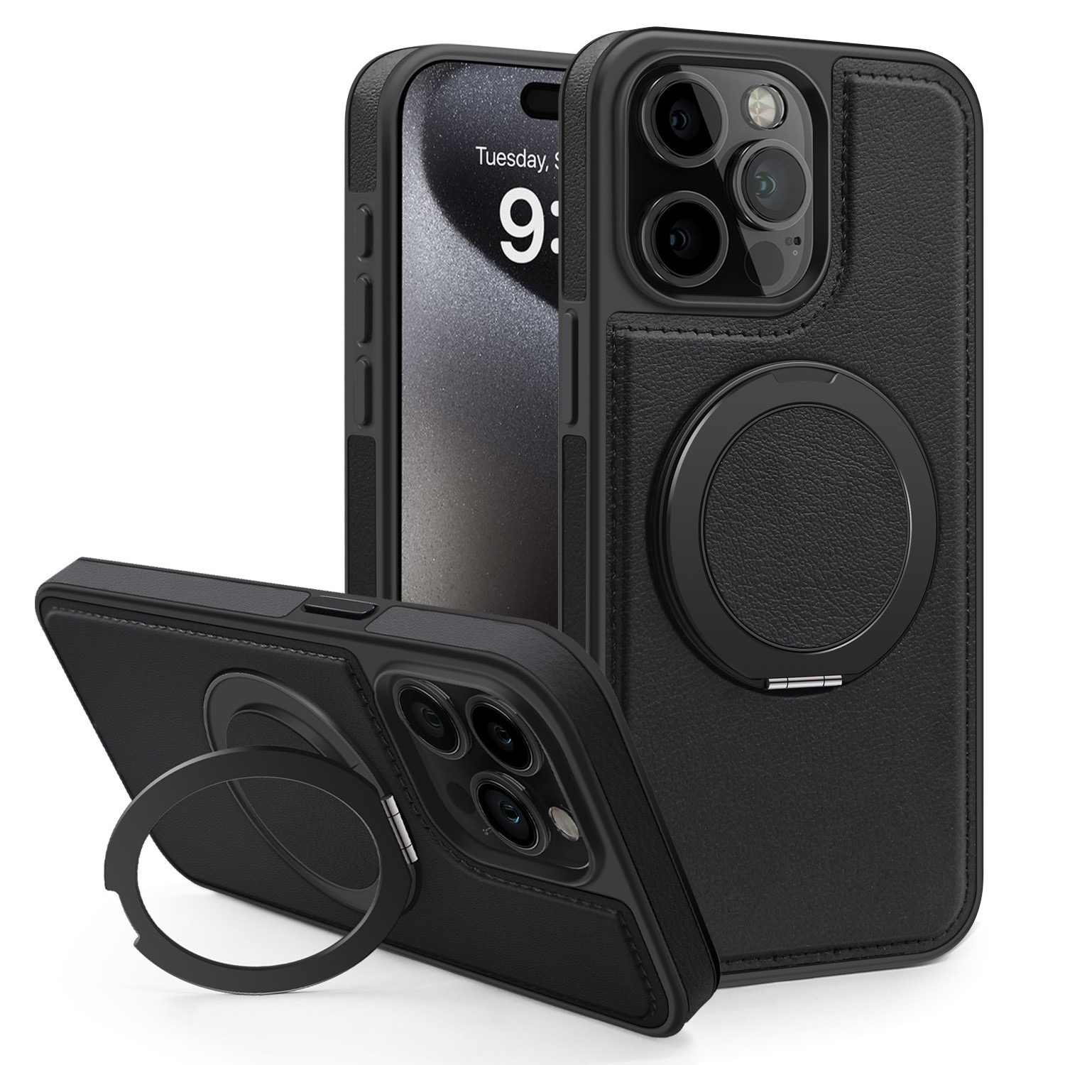 360 Degree Rotating Magnetic Stand Leather Phone Case