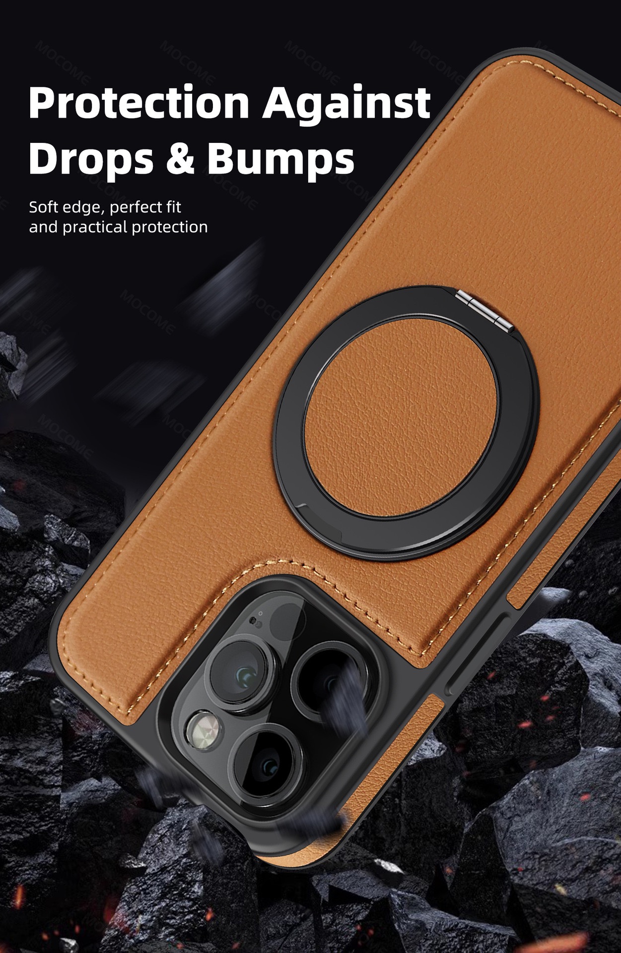360 Degree Rotating Magnetic Stand Leather Phone Case