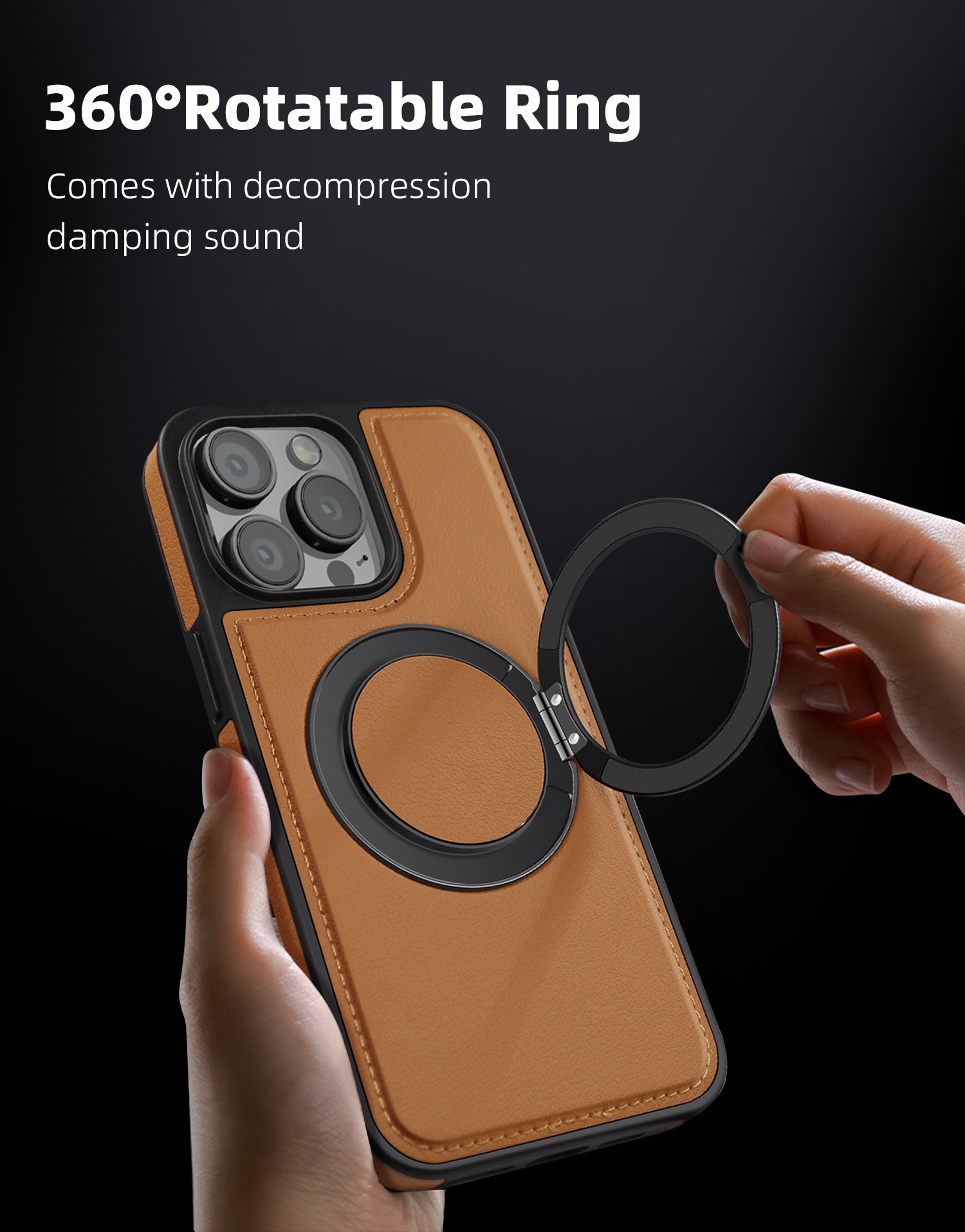 360 Degree Rotating Magnetic Stand Leather Phone Case