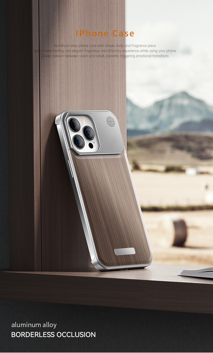 New walnut metal aromatherapy phone case