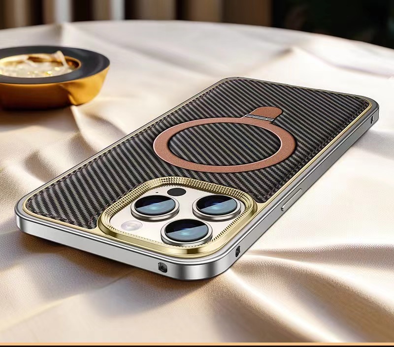Business Leather Metal Frame Magnetic Phone Case-MGD CASE