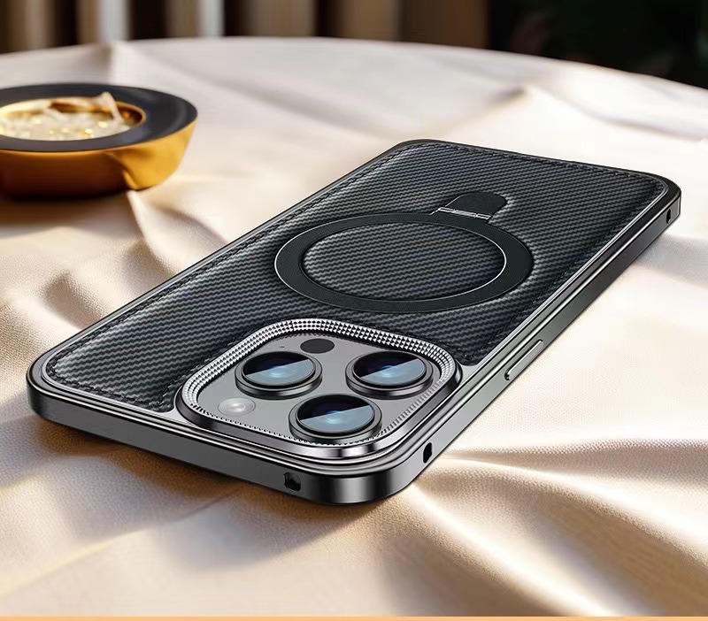 Business Leather Metal Frame Magnetic Phone Case-MGD CASE