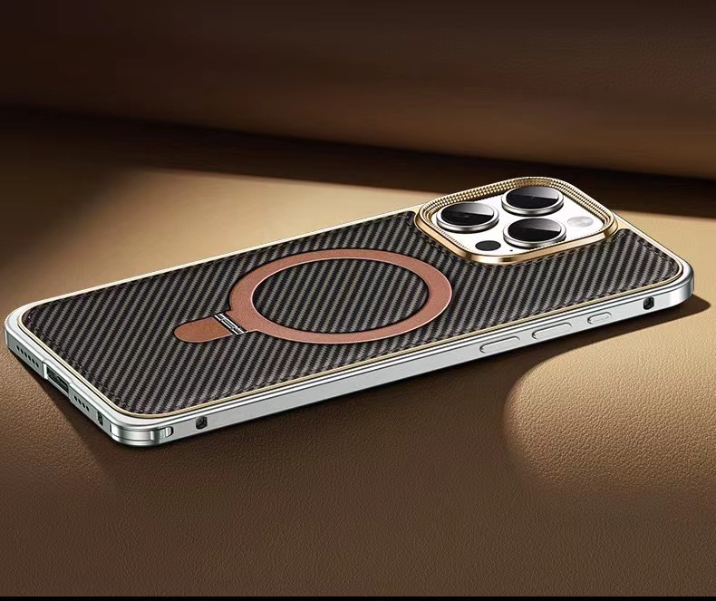 Business Leather Metal Frame Magnetic Phone Case-MGD CASE