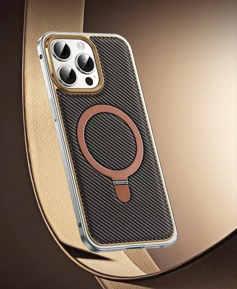 Business Leather Metal Frame Magnetic Phone Case-MGD CASE