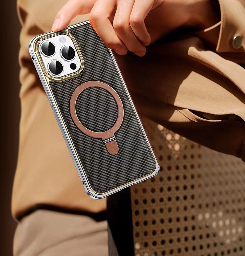 Business Leather Metal Frame Magnetic Phone Case-MGD CASE