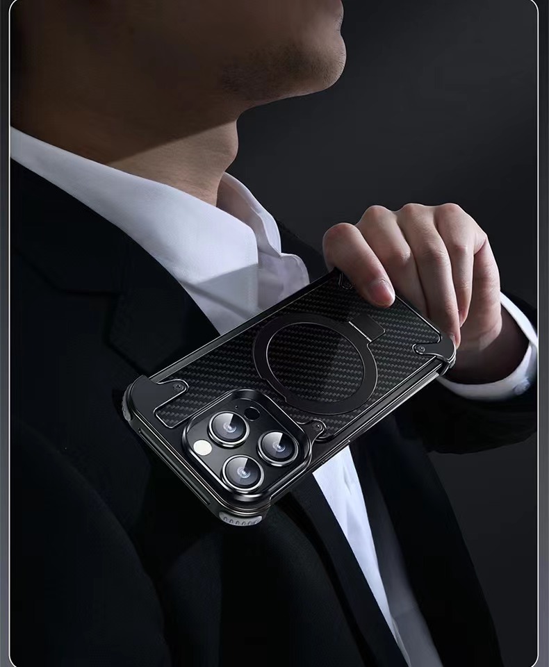 Metal Fiber Magnetic Holder Phone Case