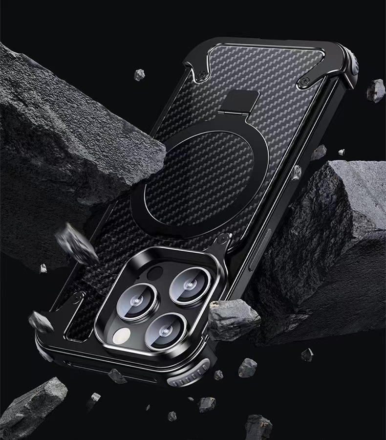 Metal Fiber Magnetic Holder Phone Case
