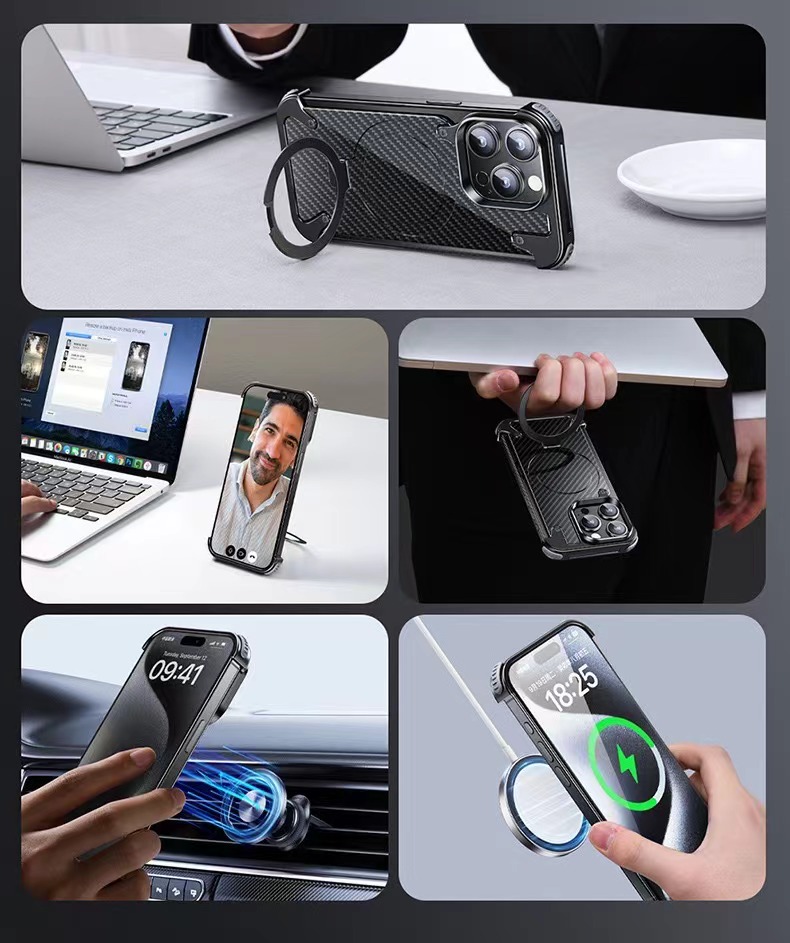 Metal Fiber Magnetic Holder Phone Case