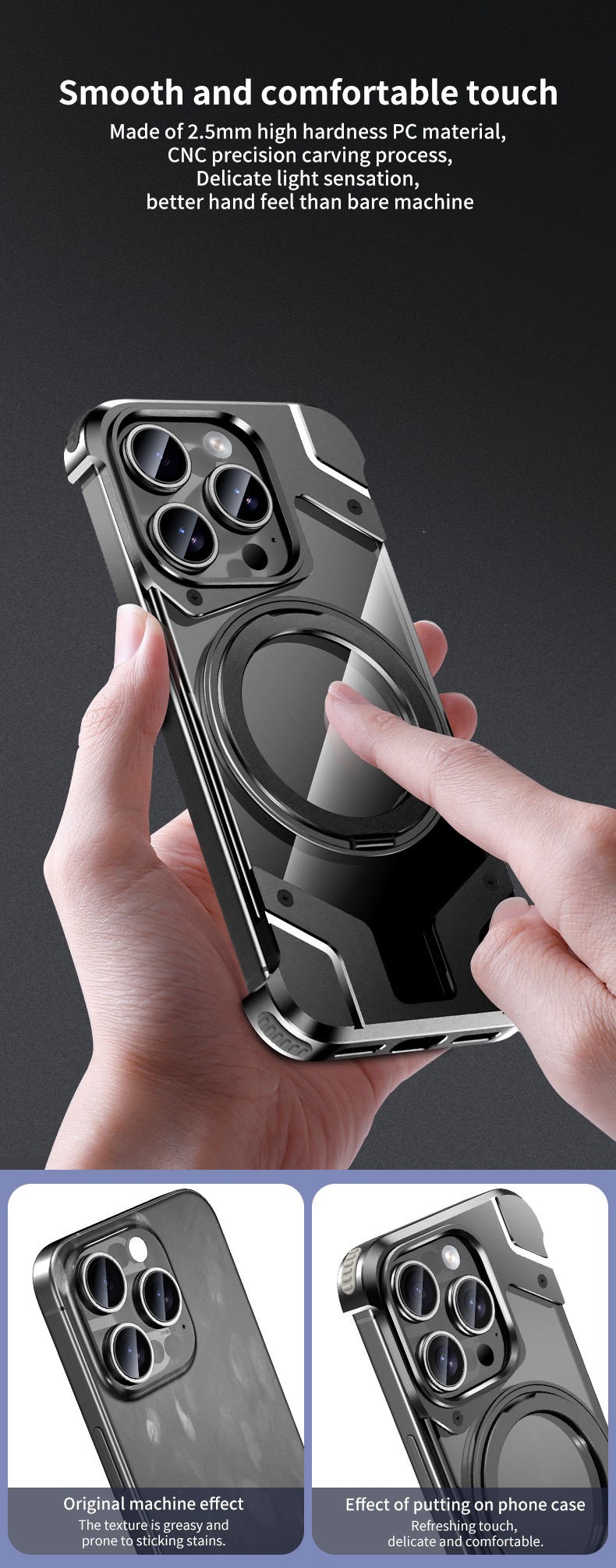 Metal Mecha Frameless Magnetic Bracket Phone Case
