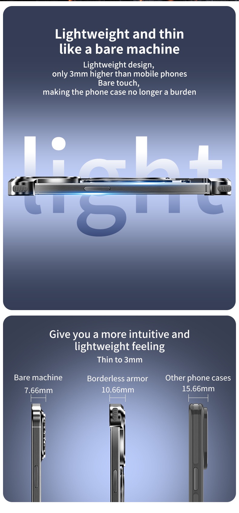 Metal Mecha Frameless Magnetic Bracket Phone Case