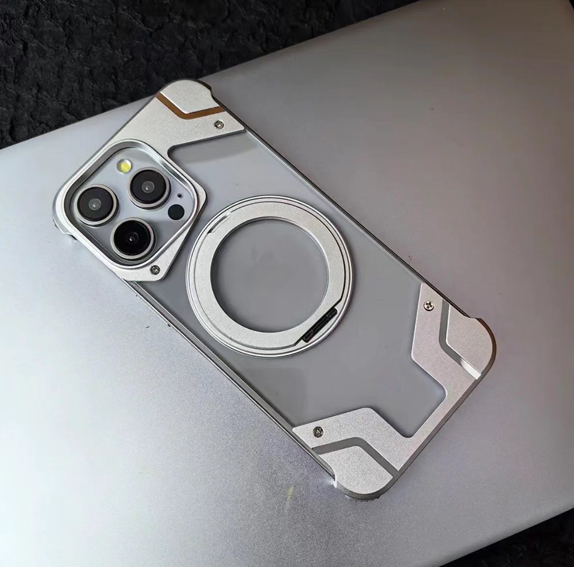 Metal Mecha Frameless Magnetic Bracket Phone Case