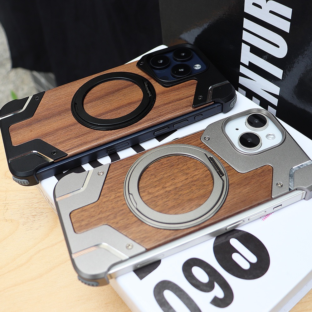 Metal Mecha Frameless Magnetic Bracket Phone Case