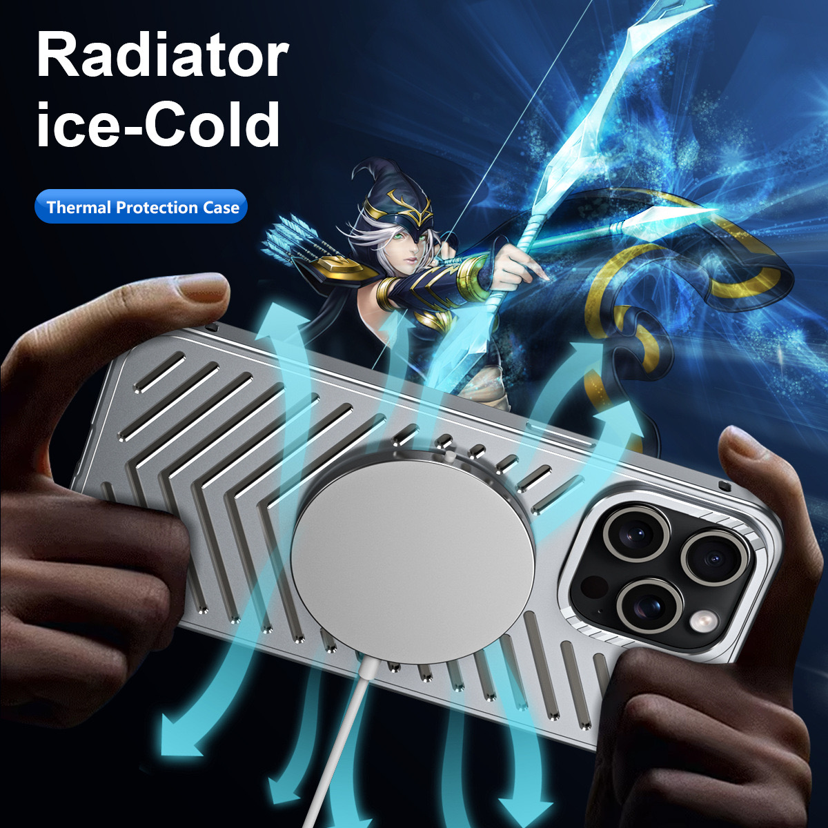 Ice-dazzling buckle heat dissipation magnetic metal phone case