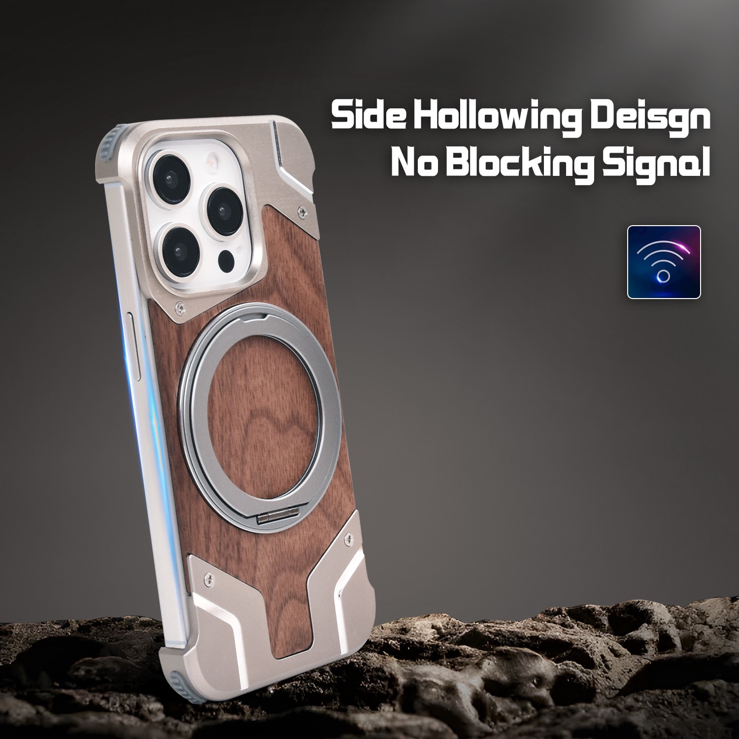 Metal Mecha Frameless Magnetic Bracket Phone Case