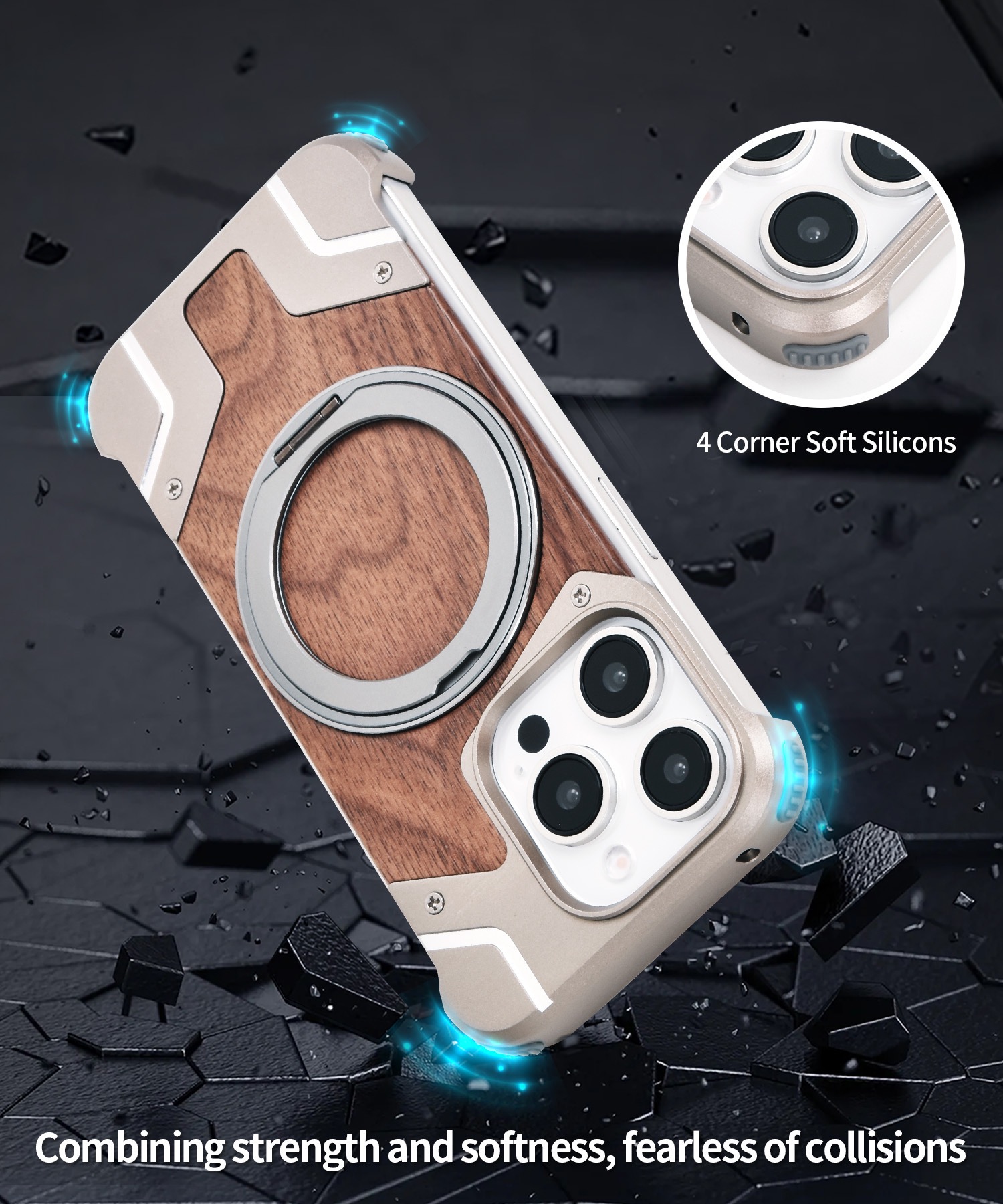 Metal Mecha Frameless Magnetic Bracket Phone Case