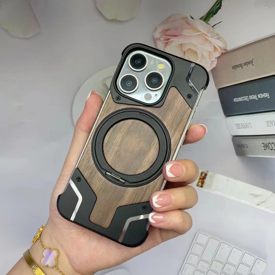 Metal Mecha Frameless Magnetic Bracket Phone Case