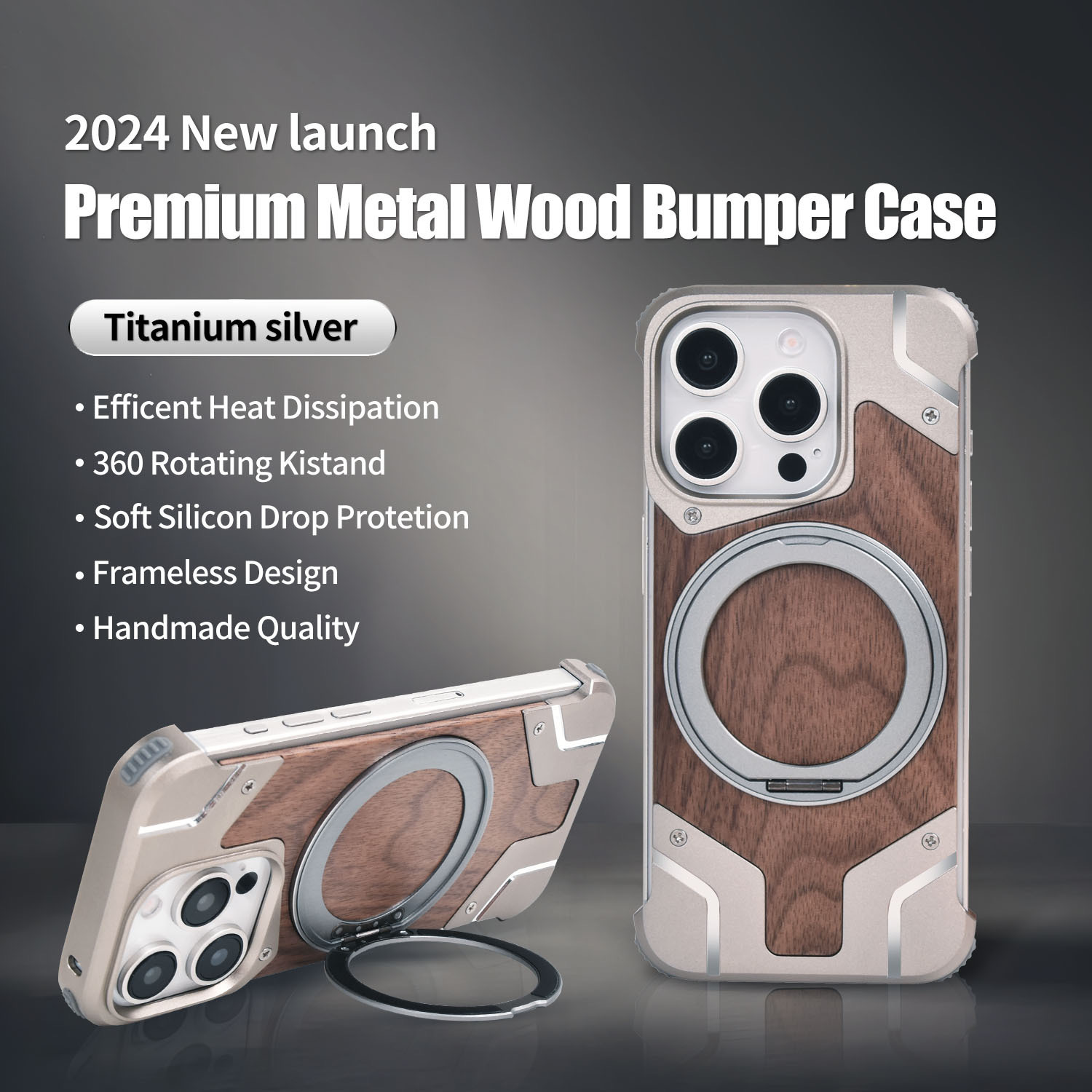 Metal Mecha Frameless Magnetic Bracket Phone Case
