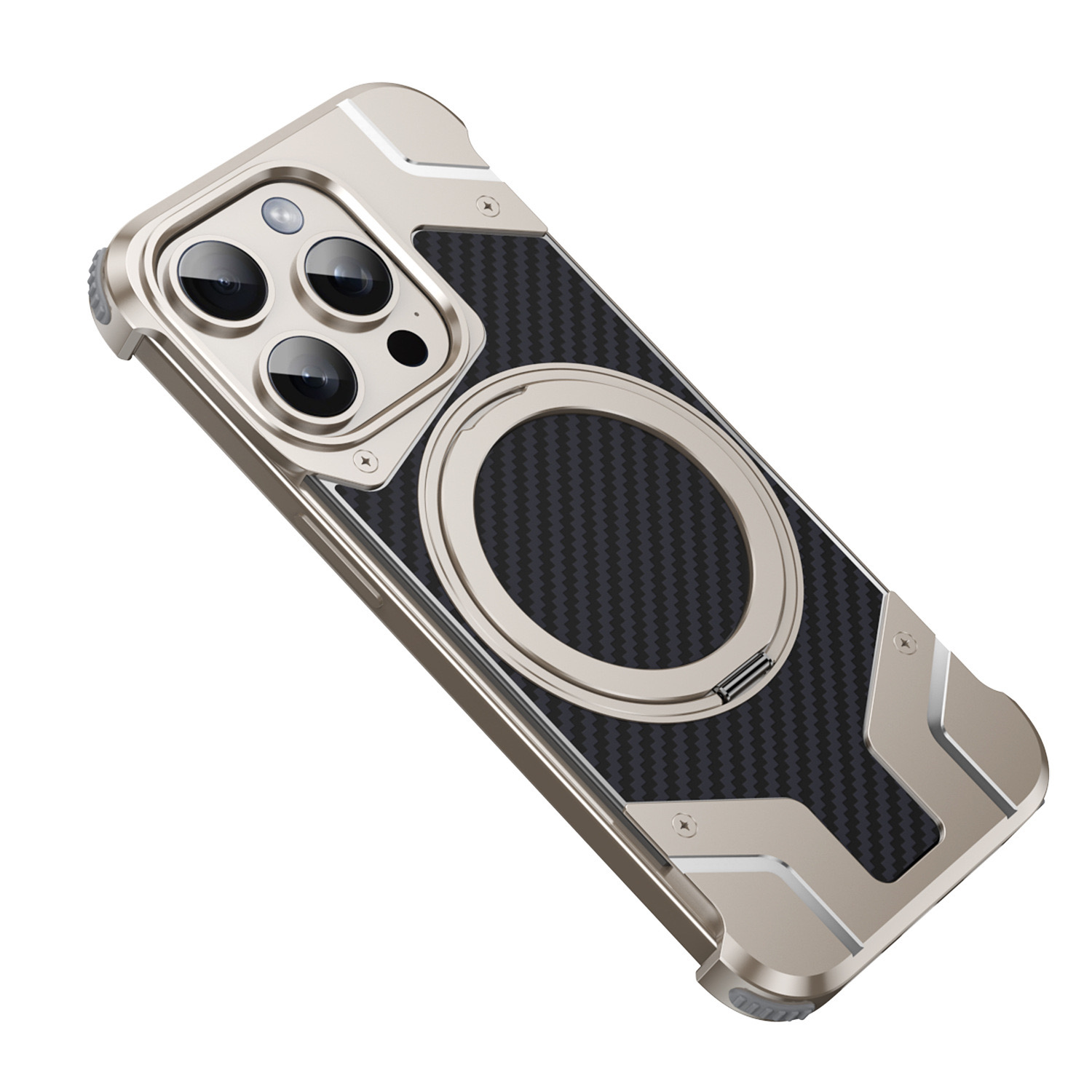 Magnetic Metal Carbon Fiber Rotating Bracket Phone Case