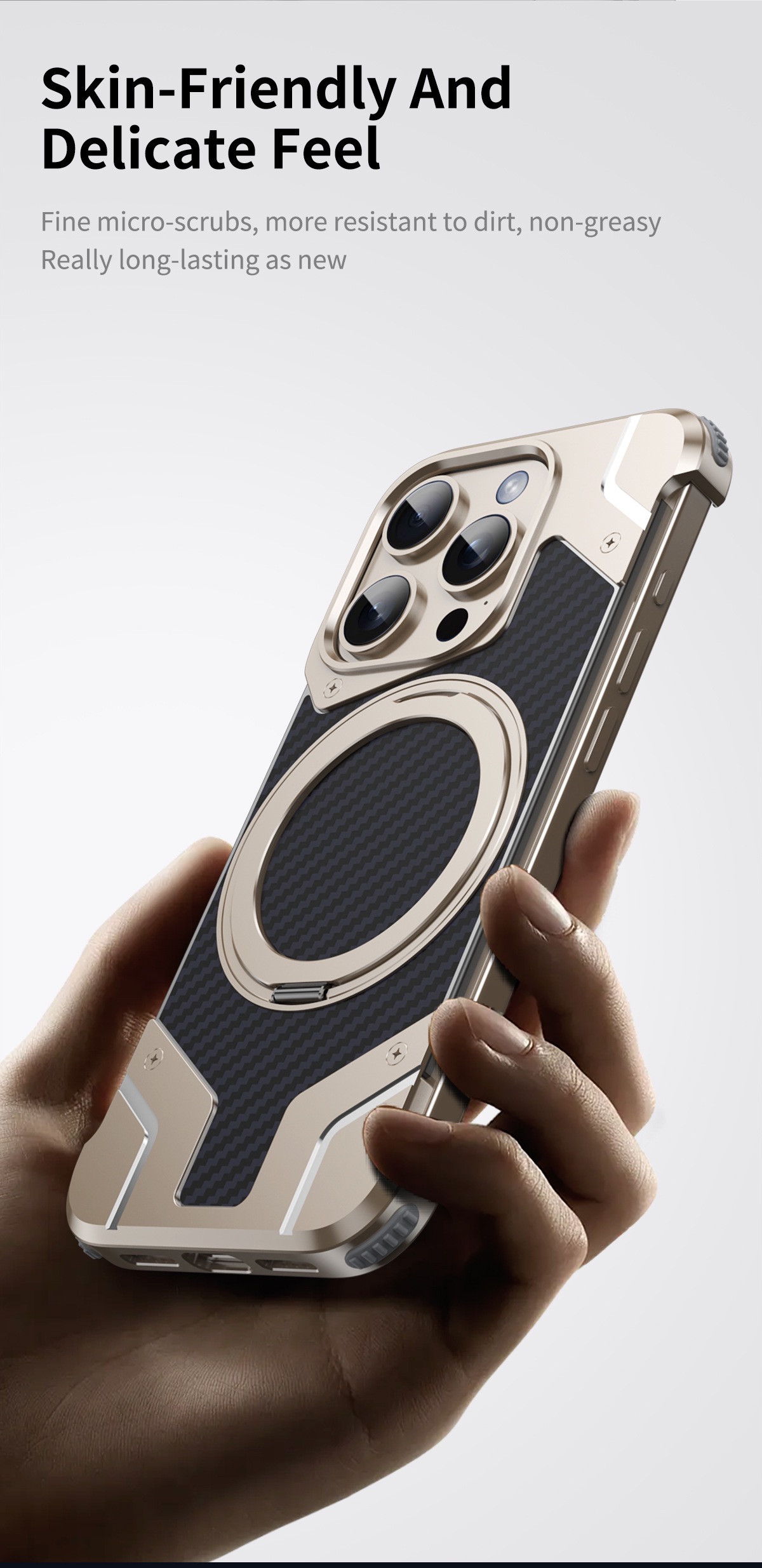 Magnetic Metal Carbon Fiber Rotating Bracket Phone Case