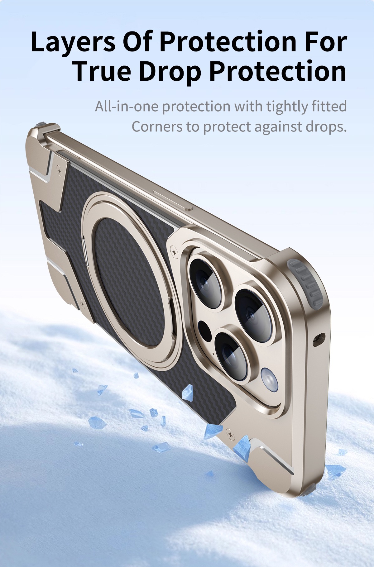 Magnetic Metal Carbon Fiber Rotating Bracket Phone Case