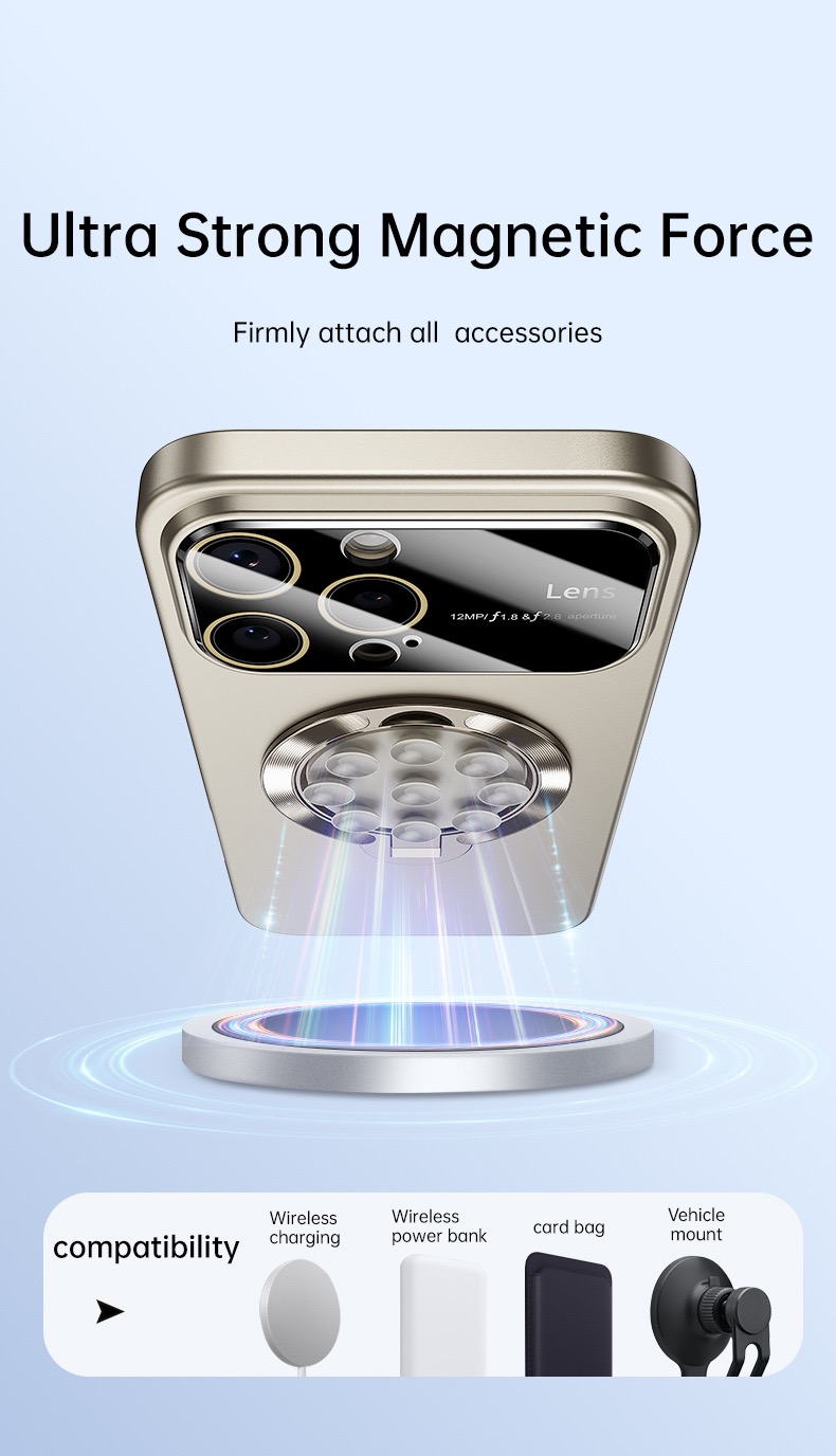 Large window lens protection suction cup magnetic stand phone case