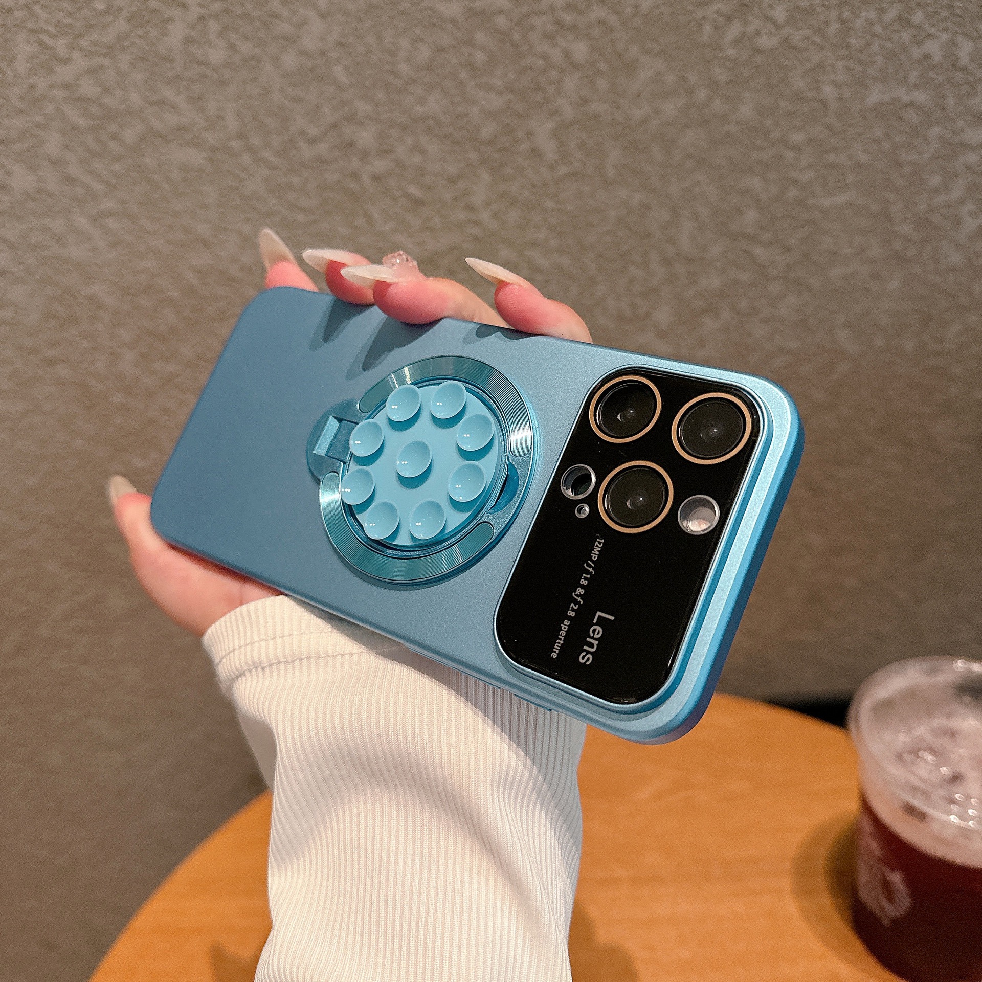 Large window lens protection suction cup magnetic stand phone case