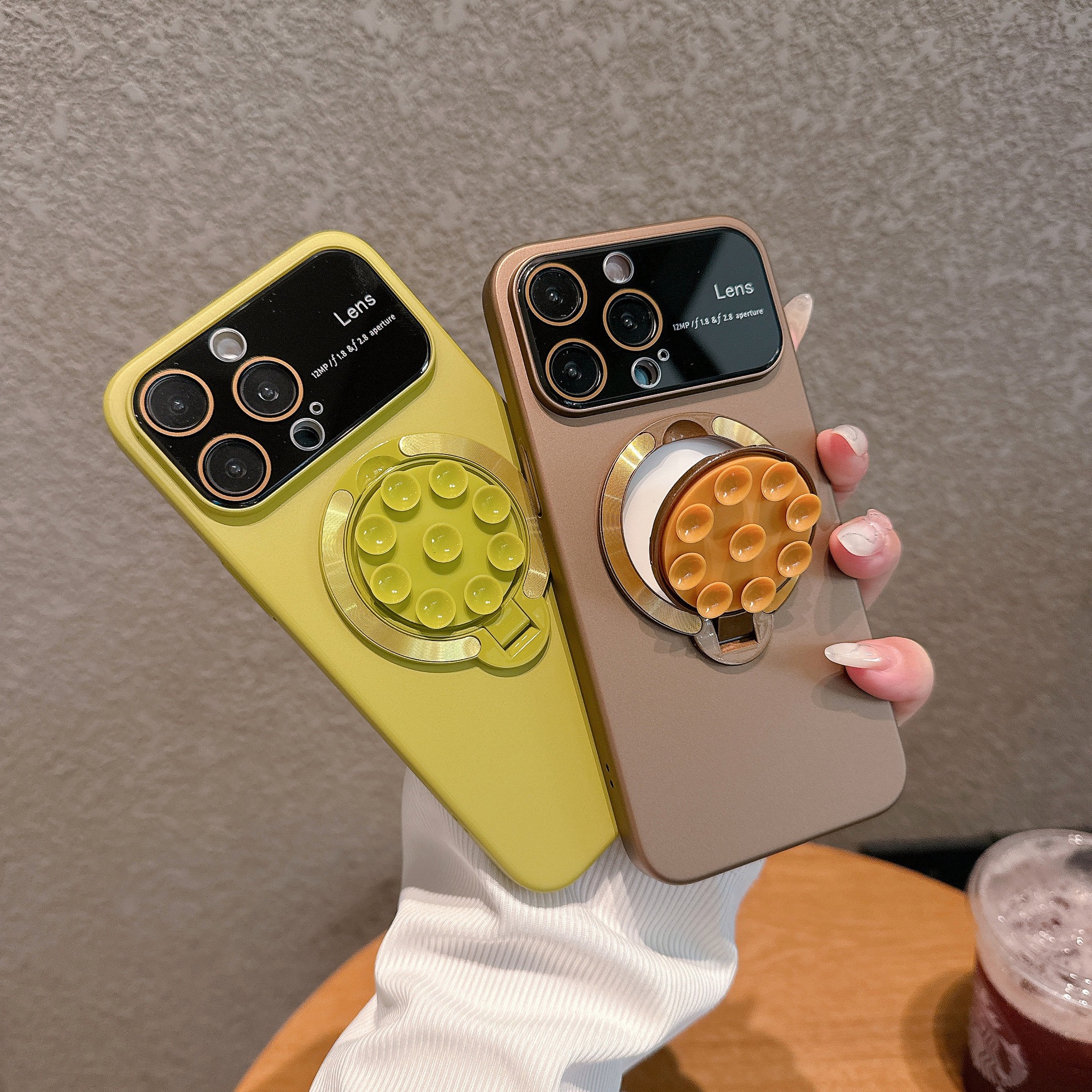 Large window lens protection suction cup magnetic stand phone case
