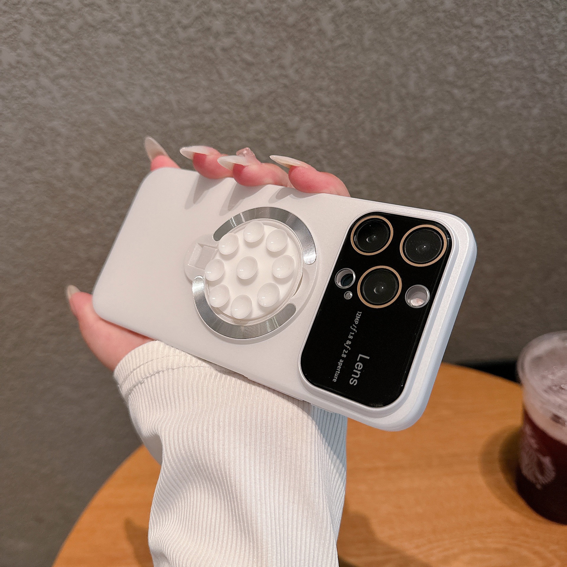 Large window lens protection suction cup magnetic stand phone case