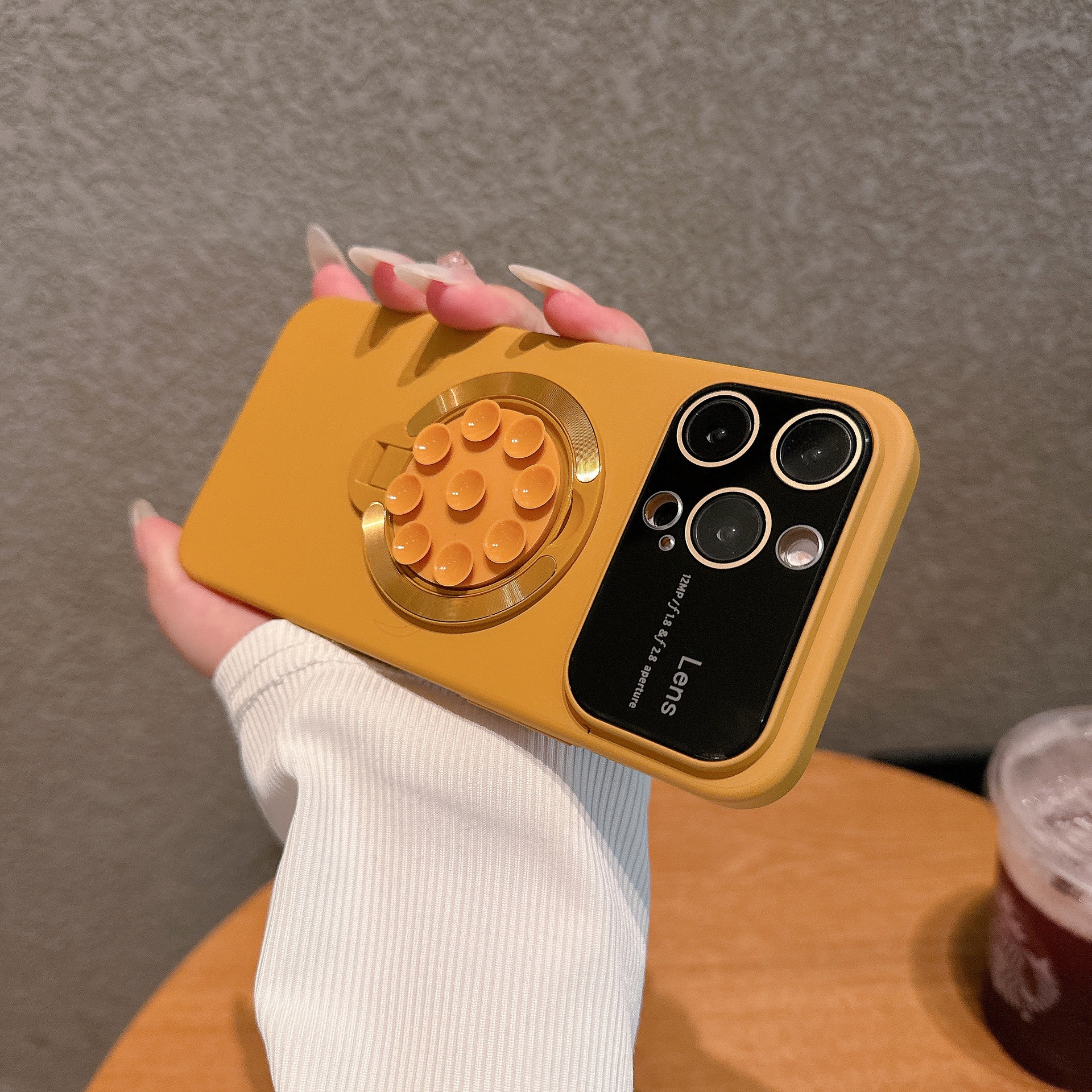 Large window lens protection suction cup magnetic stand phone case