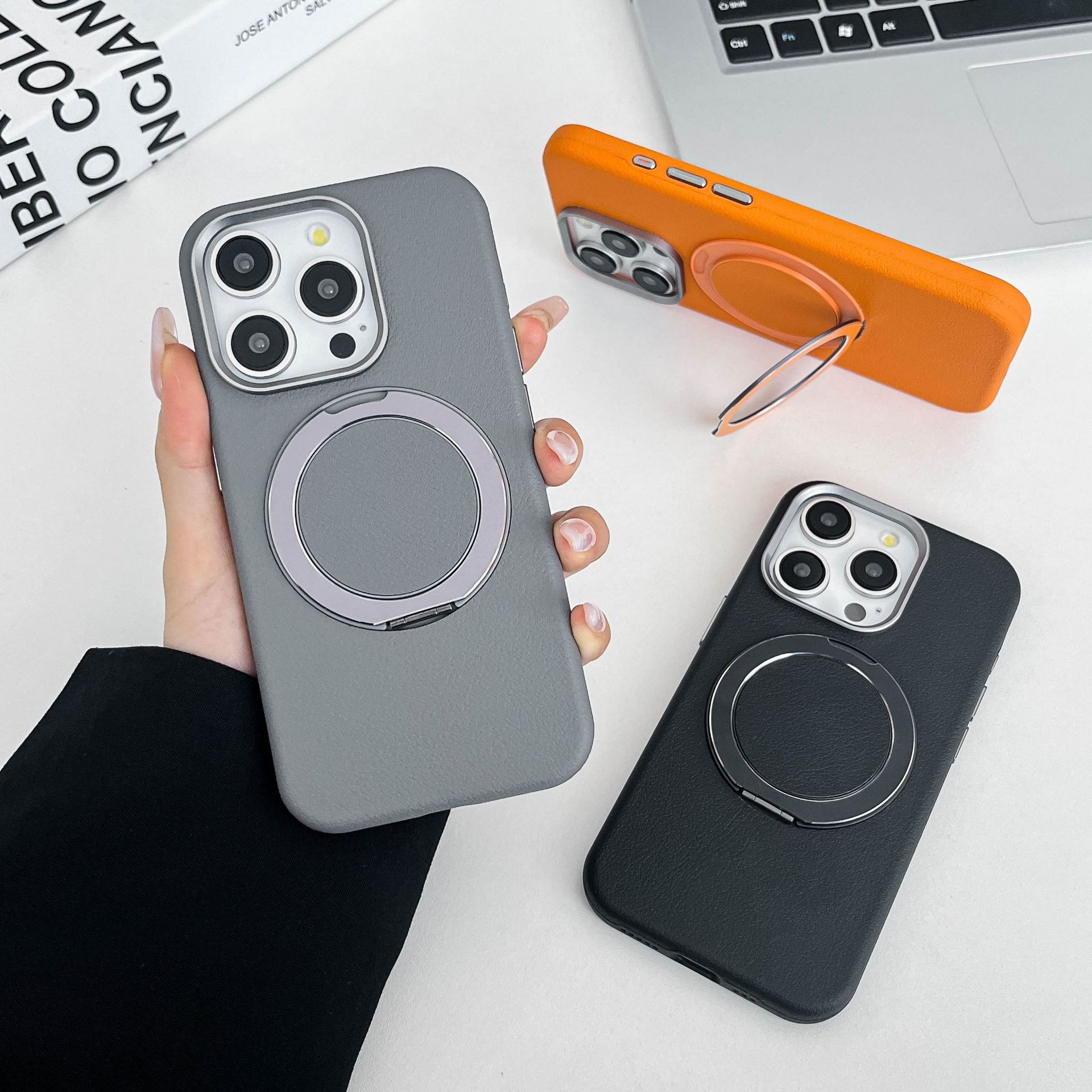 Rotating Stand Magnetic Leather Phone Case