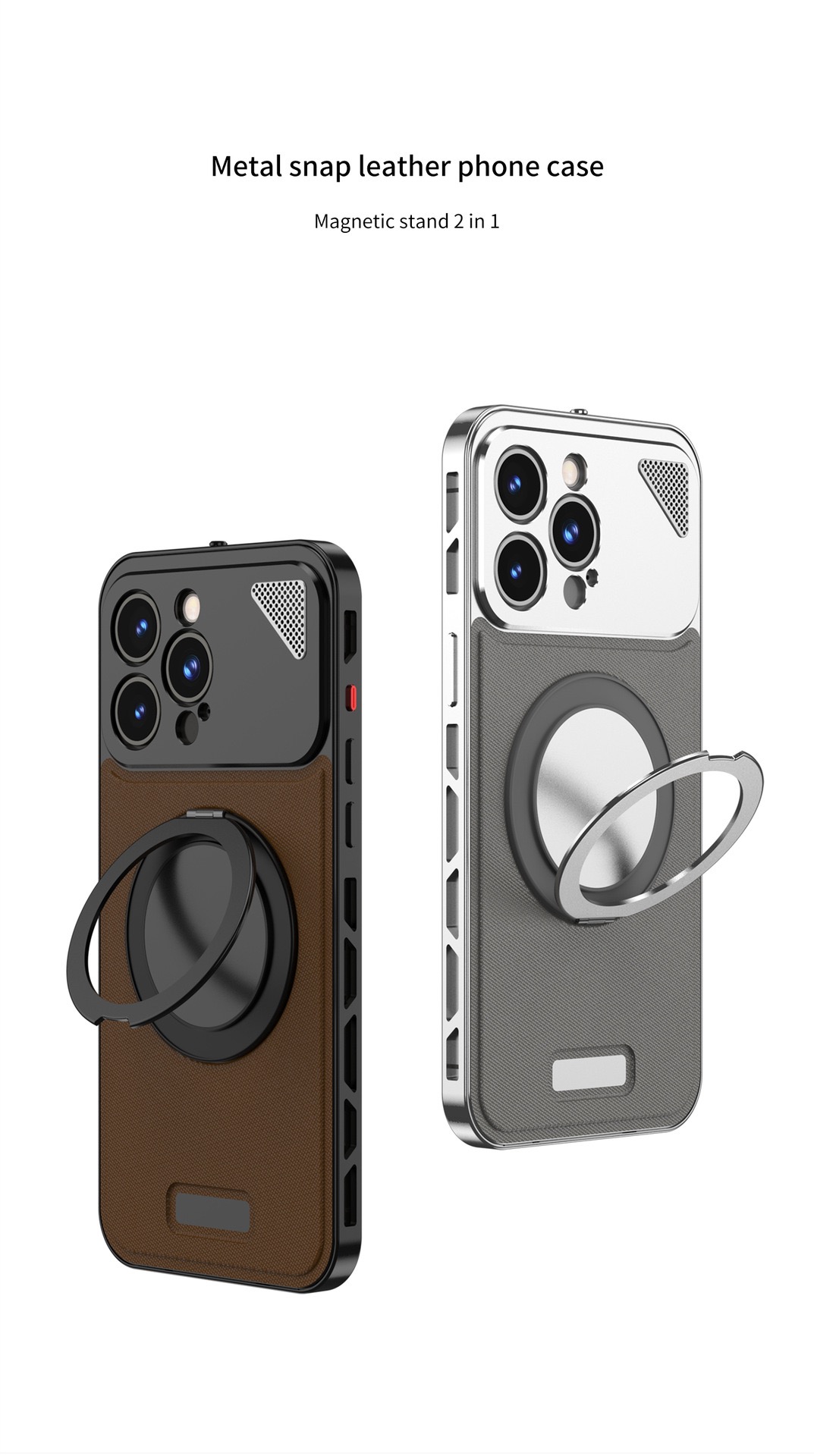 Metal Leather Buckle Magnetic Phone Case