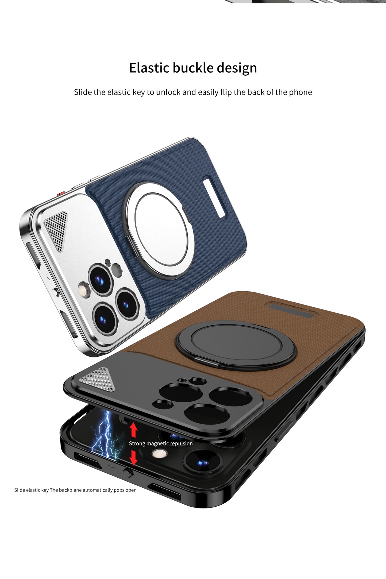 Metal Leather Buckle Magnetic Phone Case