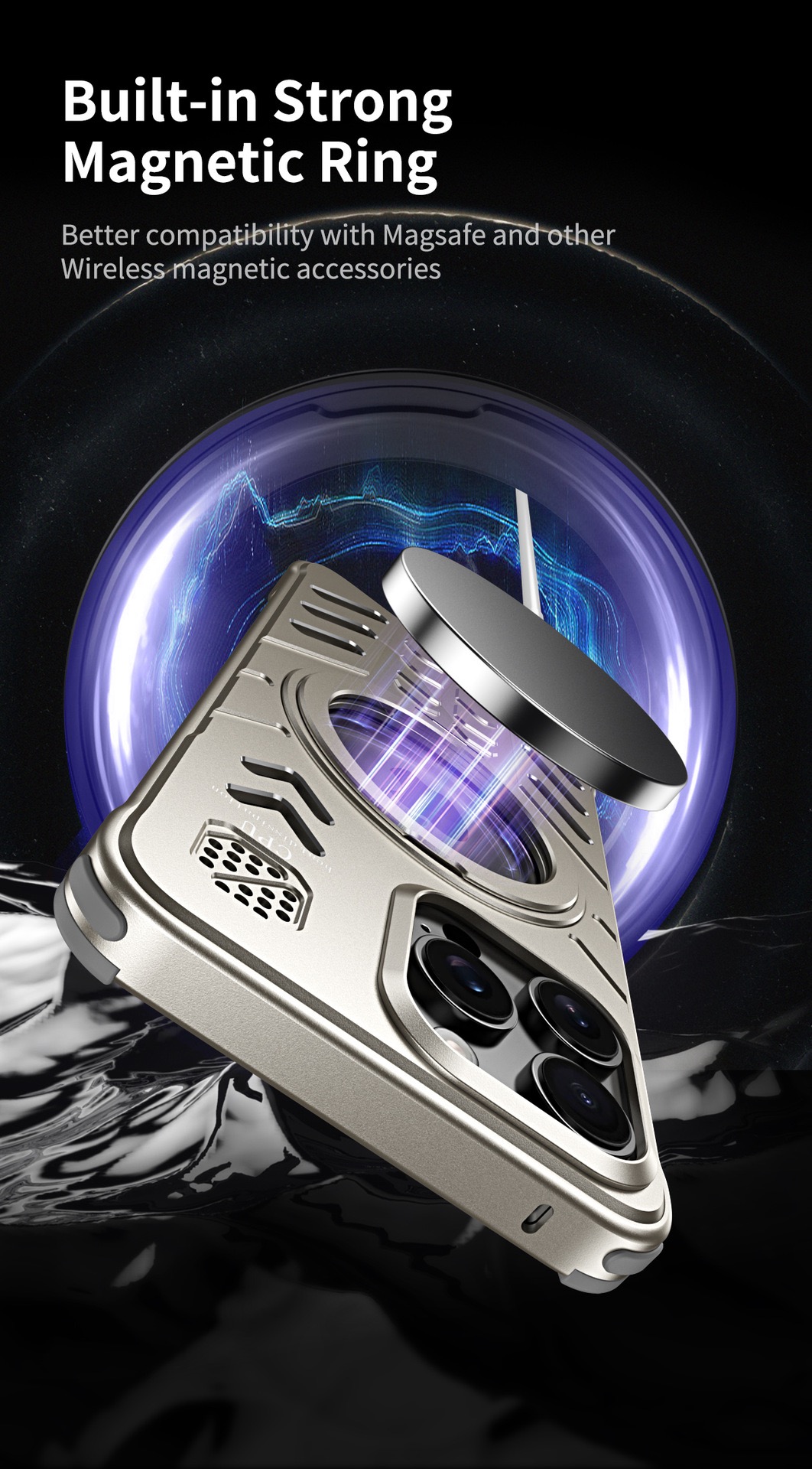 New Knight Series Metal Heat Dissipation Magnetic Phone Case