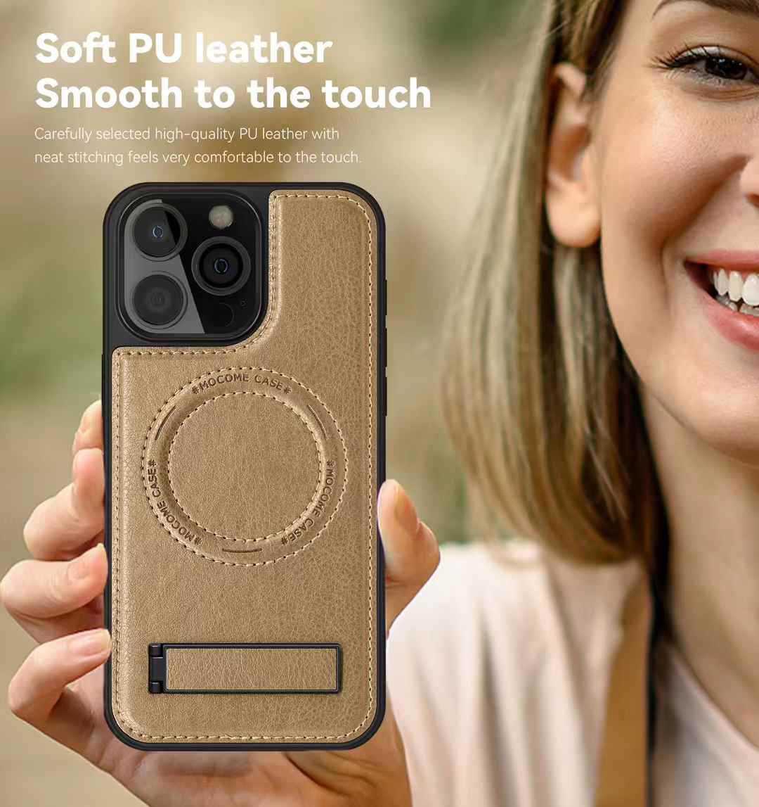 Leather stand magnetic phone case
