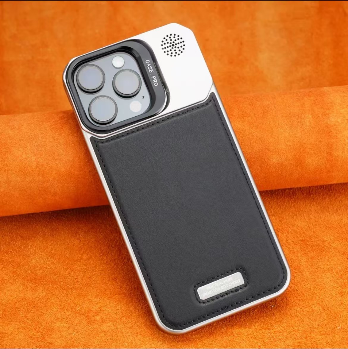 Lens Holder Leather Magnetic Phone Case