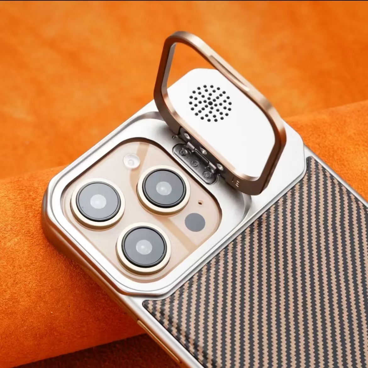 Lens Holder Leather Magnetic Phone Case