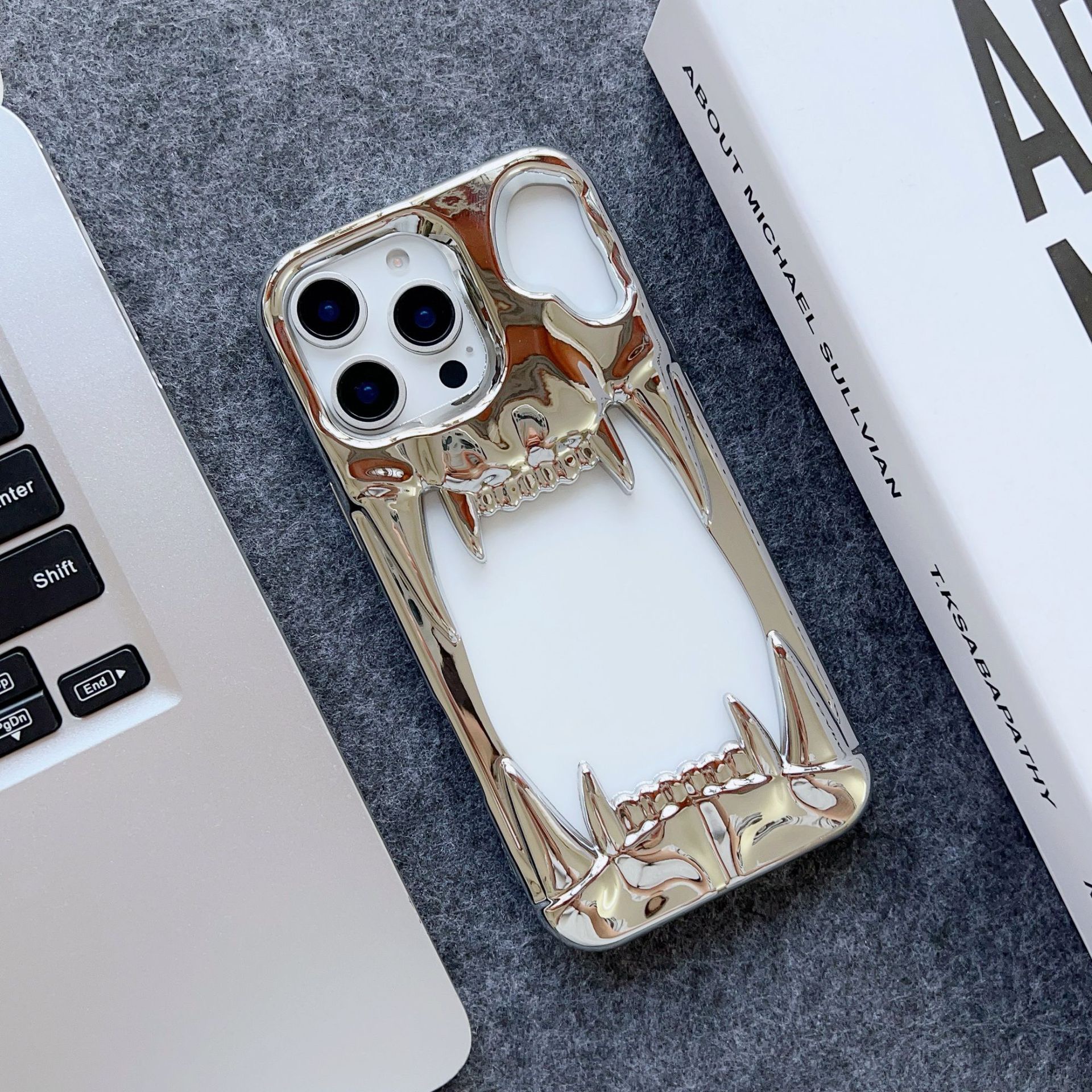 Cool Hollow Skull Tiger Tooth Shape Mobile Phone Case