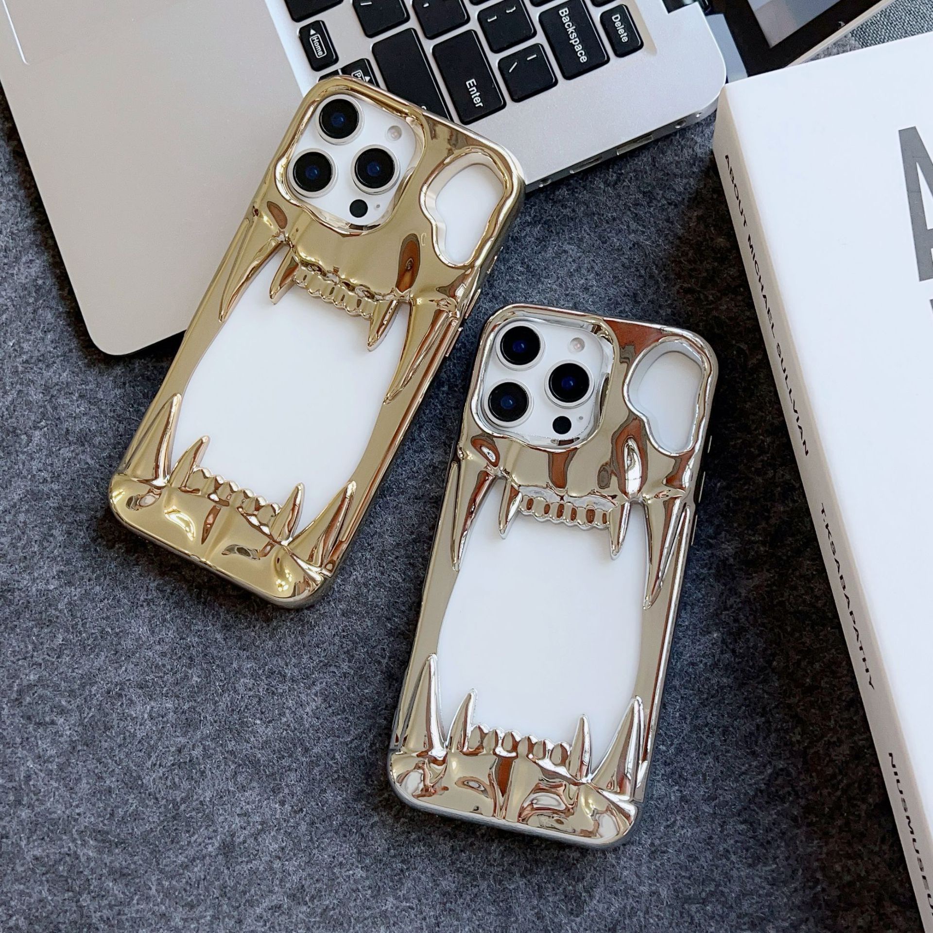 Cool Hollow Skull Tiger Tooth Shape Mobile Phone Case