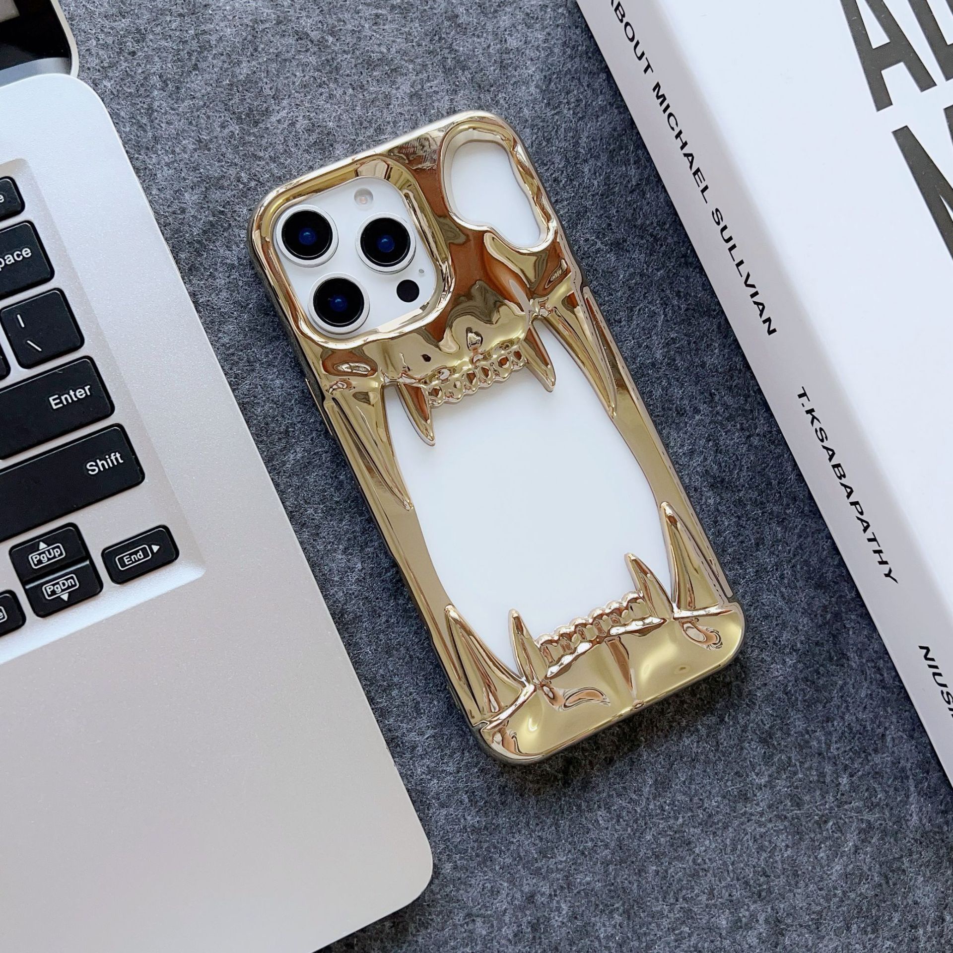 Cool Hollow Skull Tiger Tooth Shape Mobile Phone Case
