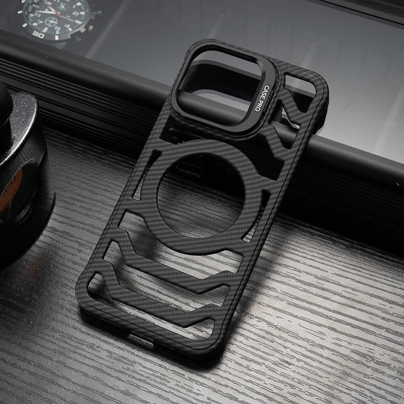 Carbon Fiber Hollow Frameless Lens Holder Magnetic Mobile Phone Case