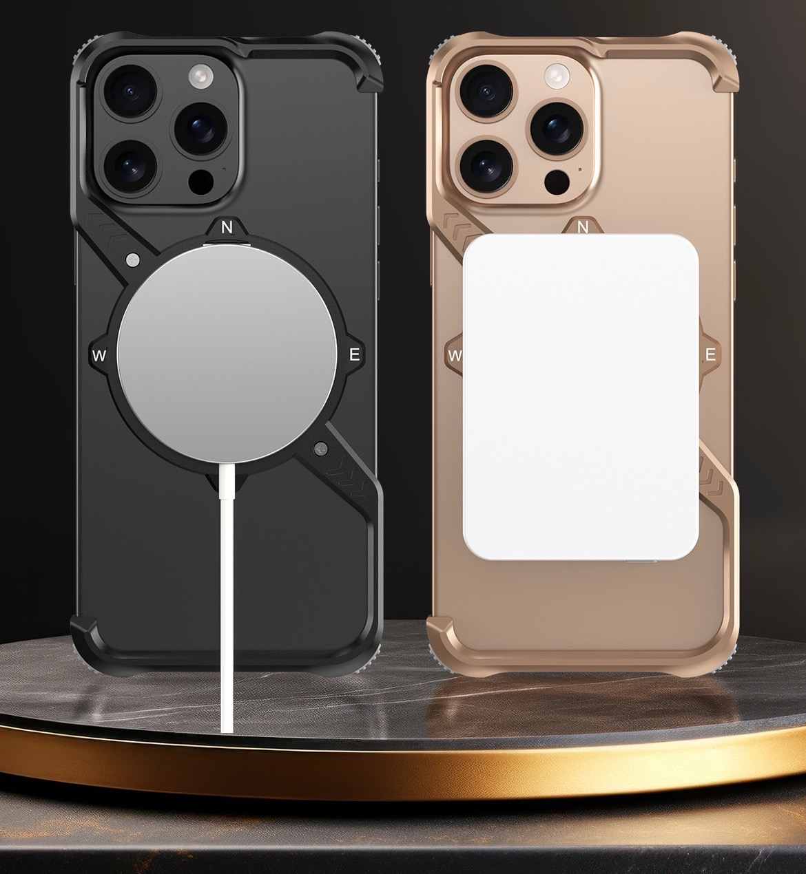 S-shaped Compass Rotating Magnetic Bracket Mobile Phone Case