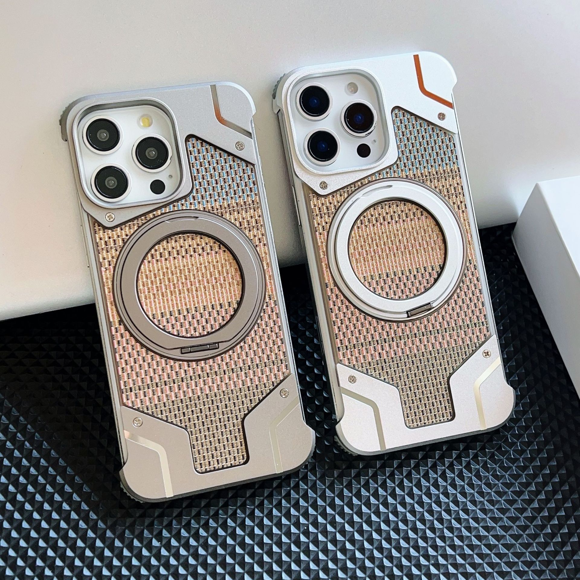 Gold wire silver aluminum alloy heat dissipation bracket magnetic mobile phone case