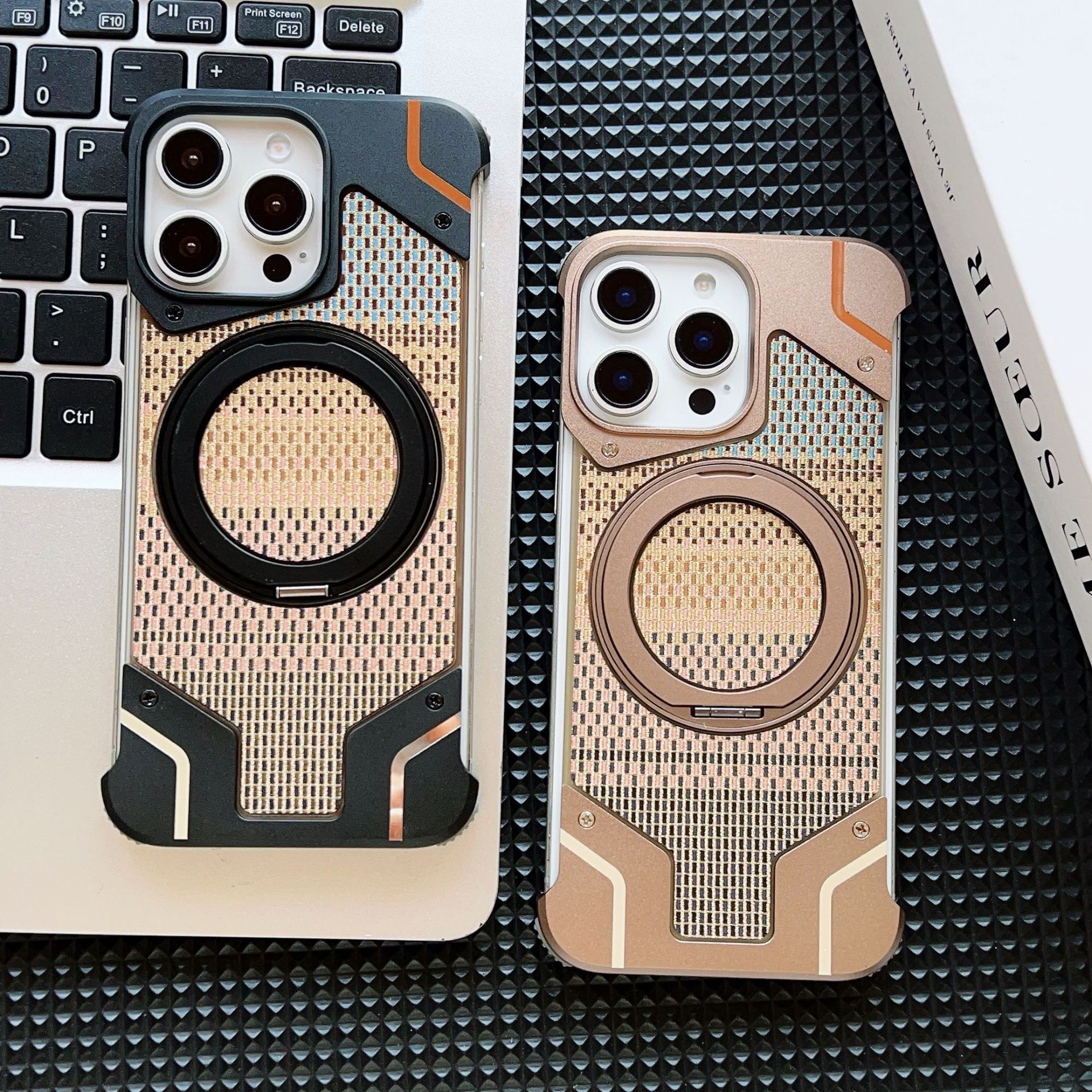 Gold wire silver aluminum alloy heat dissipation bracket magnetic mobile phone case