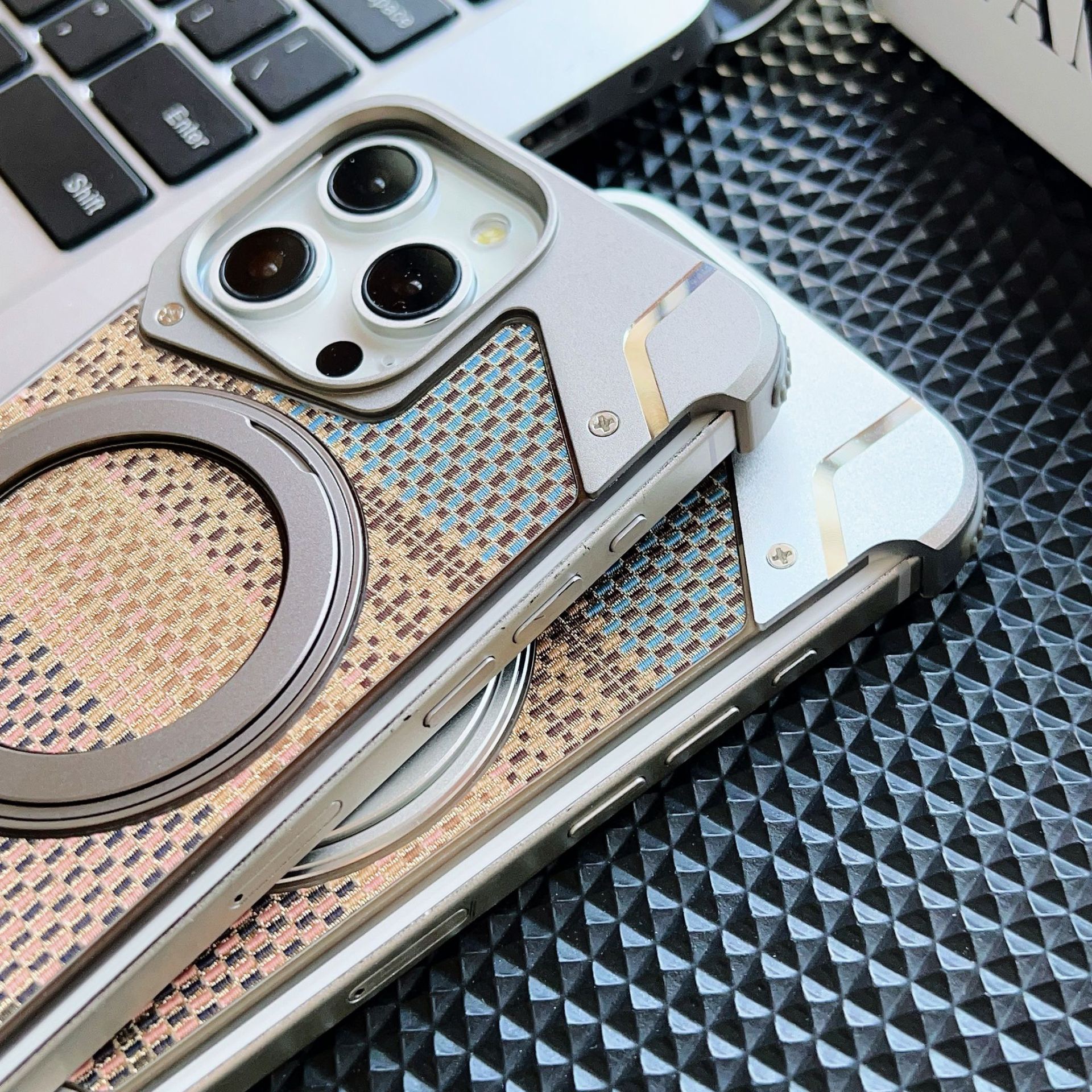 Gold wire silver aluminum alloy heat dissipation bracket magnetic mobile phone case