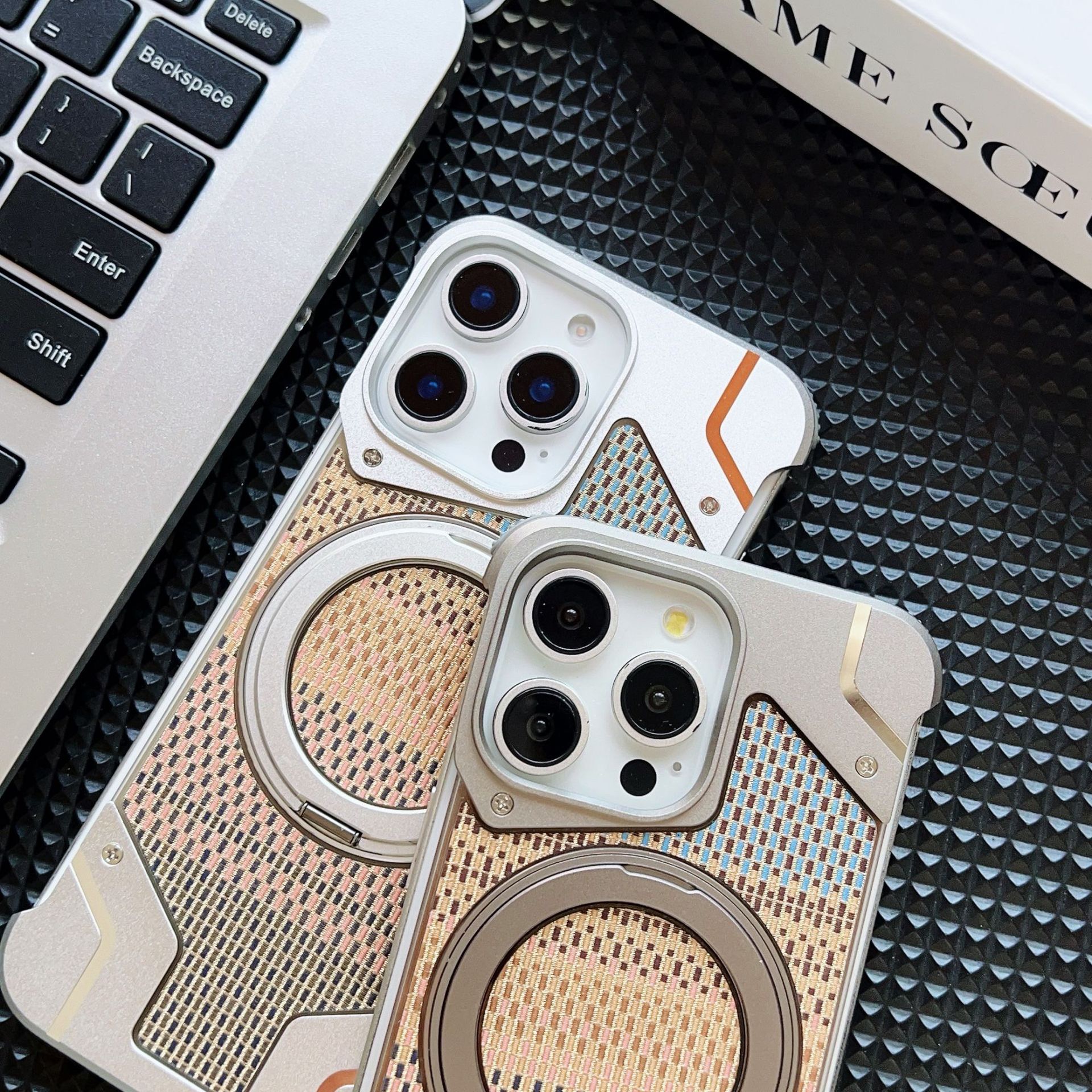 Gold wire silver aluminum alloy heat dissipation bracket magnetic mobile phone case